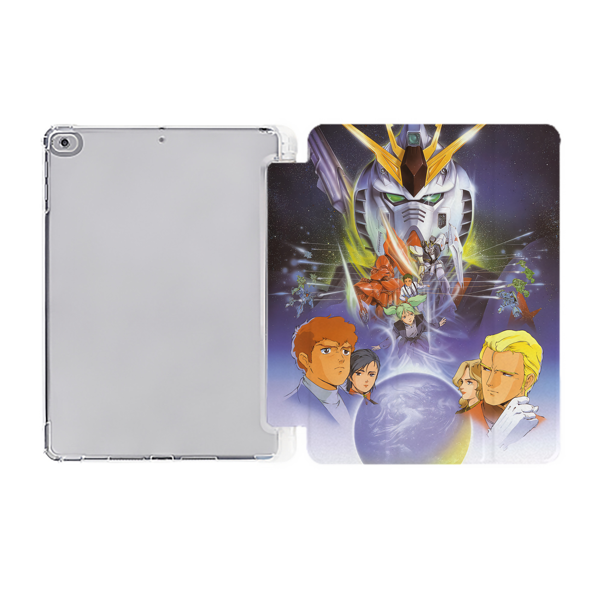 （画像用） 機動戦士ガンダム Mobile Suit Gundam IPad ケース ペン収納付き 三つ折りスタンド PUレザー×シリコン 対応機種9.5/10.5/10.9インチ
